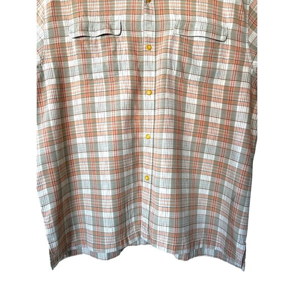Tommy Bahama Shirt Mens Plaid 100% Silk Size XL Peach Gray Original Fit - Picture 5 of 9